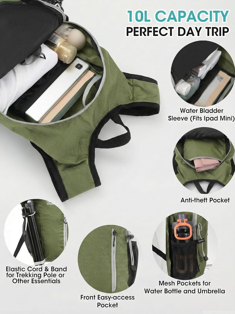 VPBAGE Store Foldable Small Hiking Backpack with 3 Strap Pockets – Lightweight 300D Spill-proof Daypack for Men Women – Packable Small Travel Backpack with Chest Strap & Trekking Pole Holder – Durable Outdoor Bag - Image 4